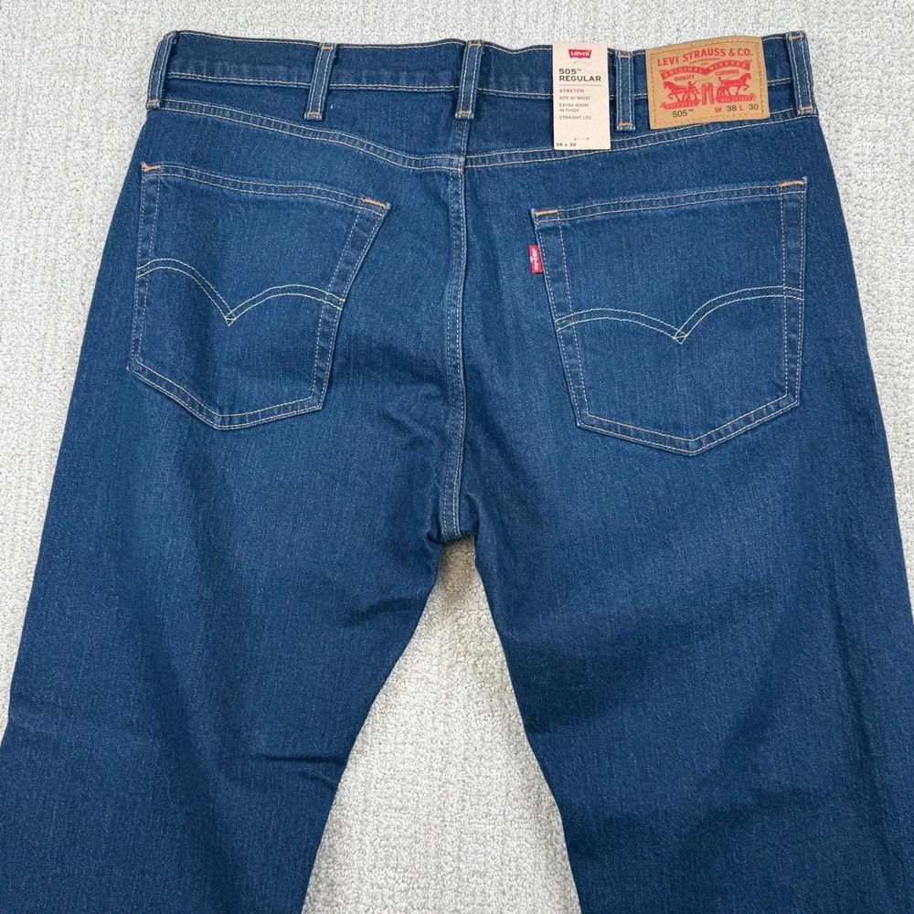 NEW Levi's 505 Men 38x30 (Actual 36x29) Regular Fit Stretch Straight Jeans *Read